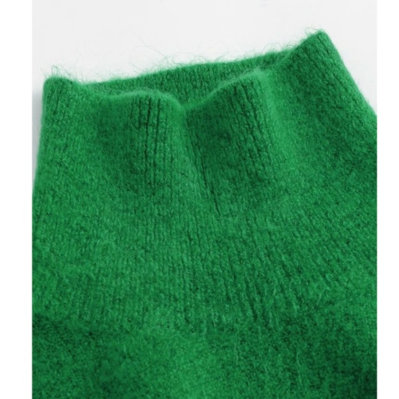 Forrest Green Knit Turtleneck Pullover Sweater Long Sleeve Drop Shoulder - Picture 10 of 17